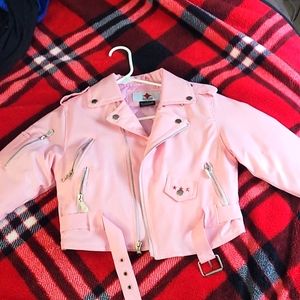Girl size 6t Pink Faux Leather Biker Jacket